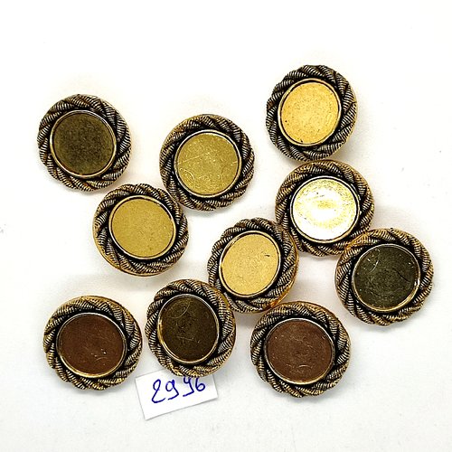 10 boutons en résine doré - 20mm - tr2996