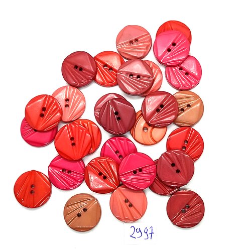 29 boutons en résine rouge / rose - 18/19mm - tr2997