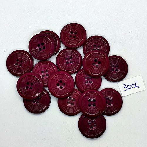 17 boutons en résine bordeaux - 18mm - tr3004