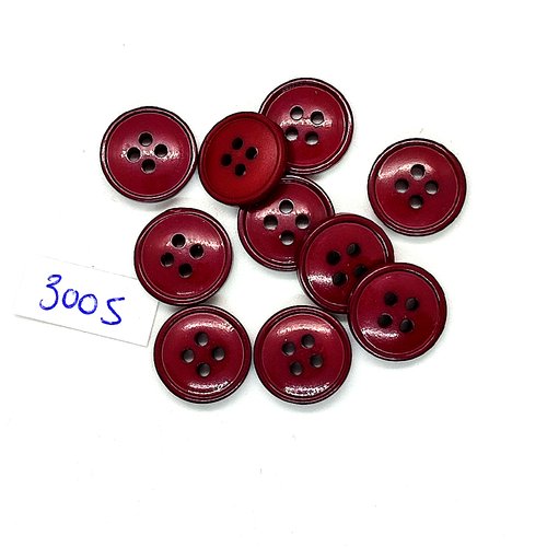 11 boutons en résine bordeaux - 14mm - tr3005