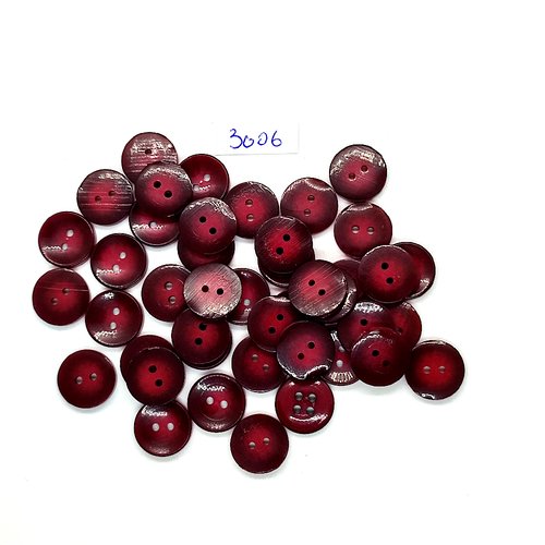 43 boutons en résine rouge foncé - 14mm - tr3006