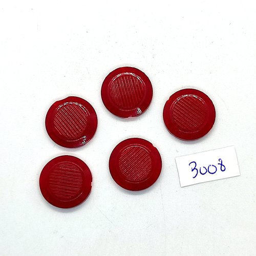 5 boutons en résine rouge - 18mm - tr3008