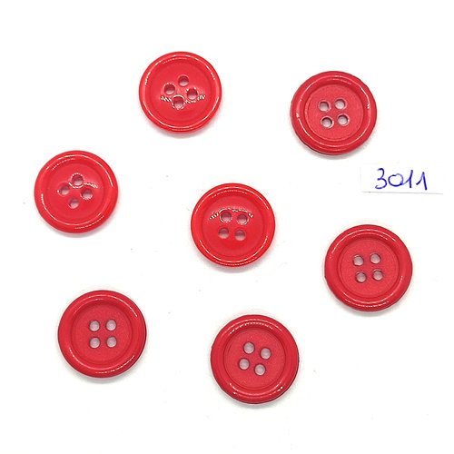 6 boutons en résine rouge - 18mm - tr3011