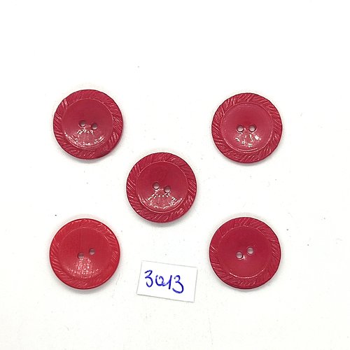 5 boutons en résine rouge - 18mm - tr3013