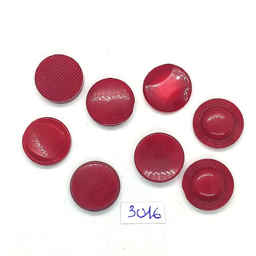 9 boutons en résine rouge - 18mm - tr3016
