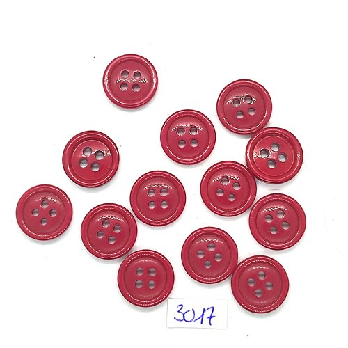 13 boutons en résine rouge foncé - 15mm - tr3017