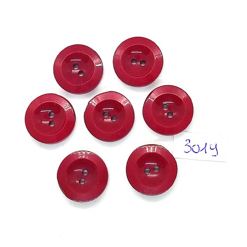 7 boutons en résine rouge foncé - 18mm - tr3019