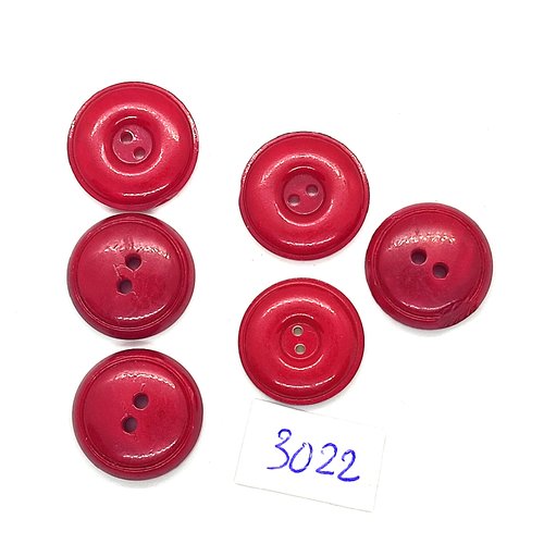 6 boutons en résine rouge - 17mm - tr3022