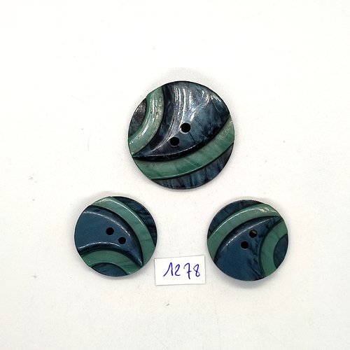 3 boutons en résine vert - 27mm et 36mm - bri1278