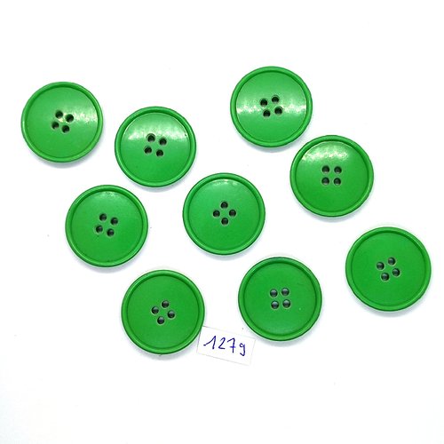 9 boutons en résine vert - 27mm - bri1279