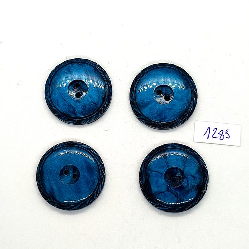 4 boutons en résine bleu - 27mm - bri1283