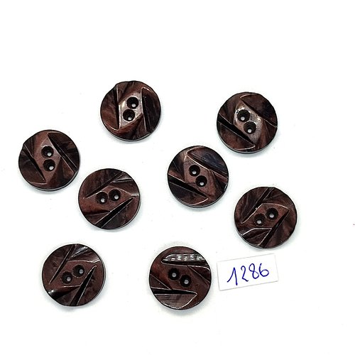 8 boutons en résine marron - 18mm - bri1286