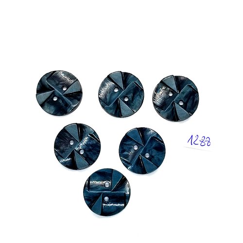 6 boutons en résine bleu / vert - 22mm - bri1288