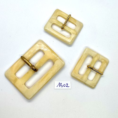 3 boucles de ceinture beige  - 42x58mm 30x37mm - bri1301