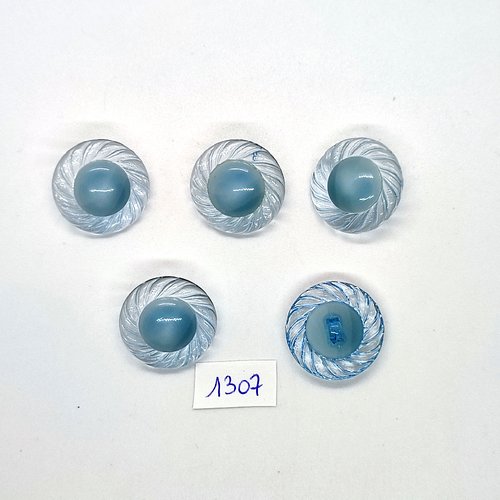 5 boutons en résine bleu - 22mm - bri1307