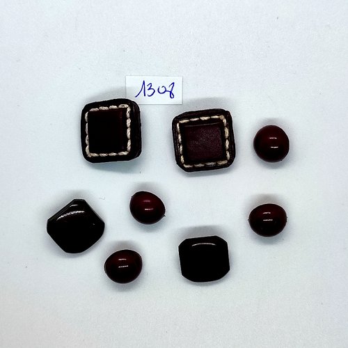 8 boutons en résine marron - taille diverse - bri1308