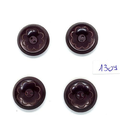 4 boutons en résine marron - 22mm - bri1309