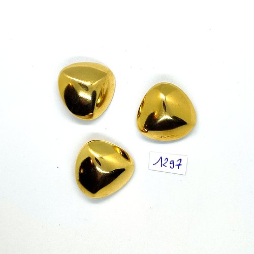 3 boutons en résine doré - 27mm - bri1297