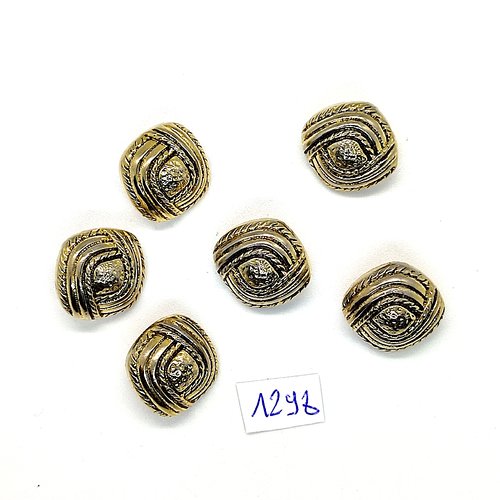 6 boutons en résine doré - 17x17mm - bri1298