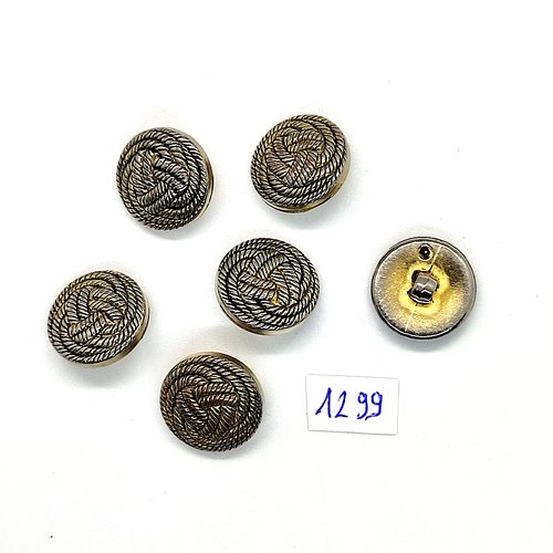 6 boutons en résine doré - 17mm - bri1299