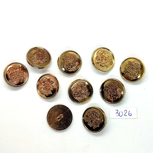 10 boutons en résine doré - 21mm - tr3026