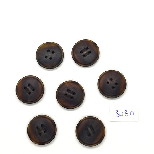 7 boutons en résine marron foncé - 23mm - tr3030