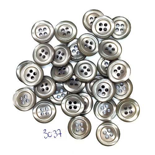 30 boutons en résine gris - 15mm - tr3037