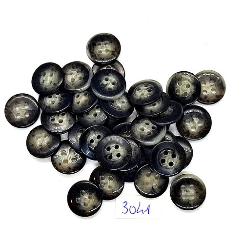 35 boutons en résine bleu / gris - 15mm - tr3041