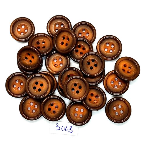 25 boutons en résine marron - 18mm - tr3043