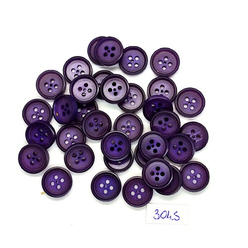 35 boutons en résine violet - 14mm - tr3045