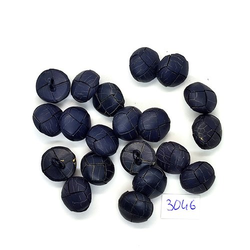 20 boutons en cuir bleu foncé - 16mm - tr3046