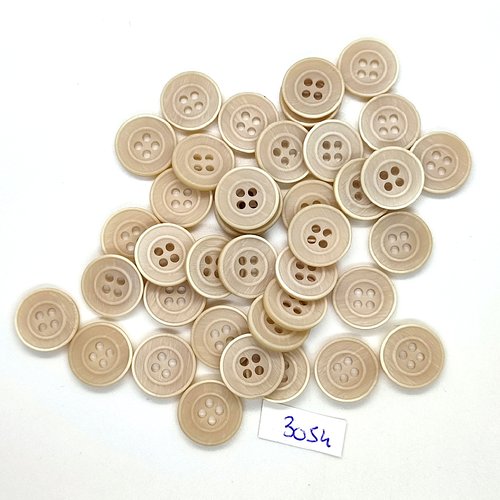 39 boutons en résine beige - 15mm - tr3054