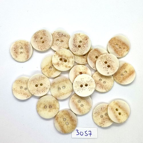 22 boutons en résine blanc cassé et beige - 18mm - tr3057