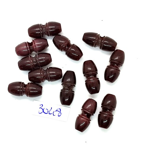 12 boutons brandebourg en résine marron - 18x8mm - tr3048