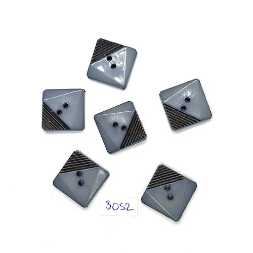 6 boutons en résine gris - 21x21mm - tr3052