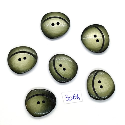 6 boutons en résine vert - 24x27mm - tr3064
