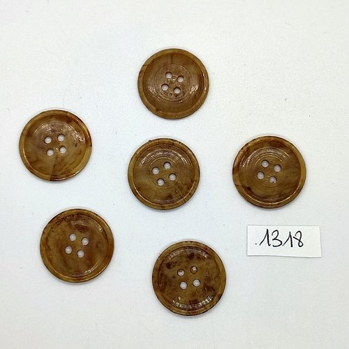 6 boutons en résine beige / marron clair - 21mm - bri1318