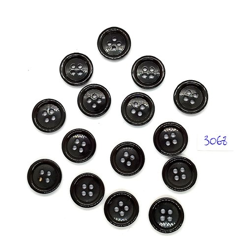 15 boutons en résine gris foncé - 18mm - tr3068