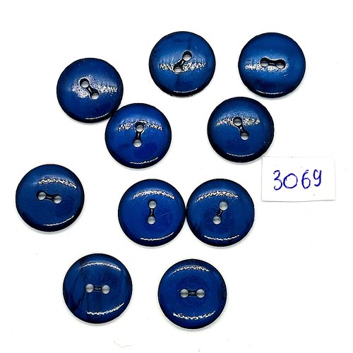 10 boutons en résine bleu - 18mm - tr3069