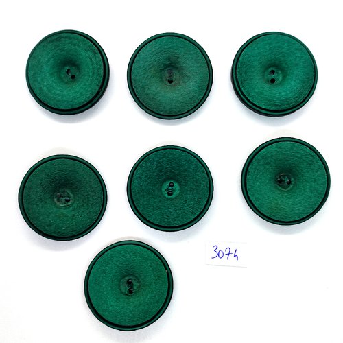 7 boutons en résine vert - 35mm - tr3074