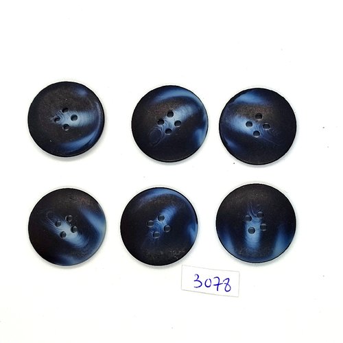 6 boutons en résine bleu - 25mm - tr3078
