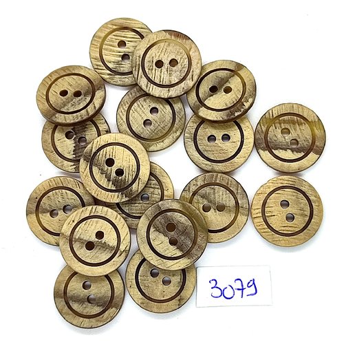 17 boutons en résine marron clair - 18mm - tr3079