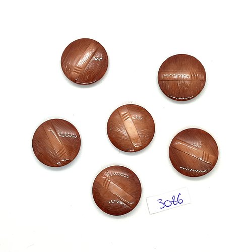 6 boutons en résine marron - 22mm - tr3086