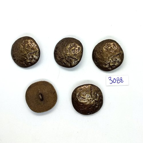 5 boutons en métal bronze - 25mm - tr3088