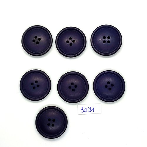 7 boutons en résine bleu foncé - 28mm - tr3091