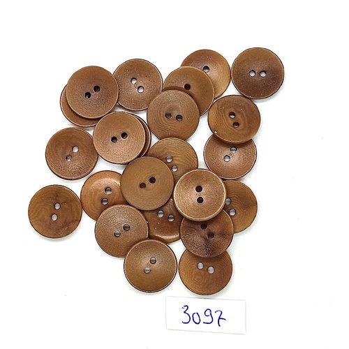 23 boutons en résine marron - 18mm - tr3097