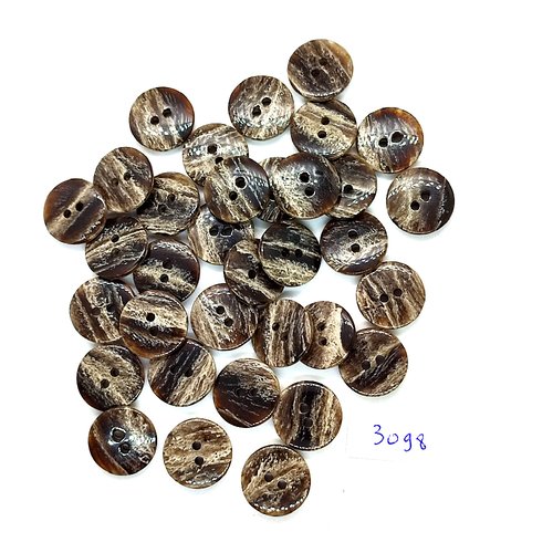 34 boutons en résine marron - 15mm - tr3098