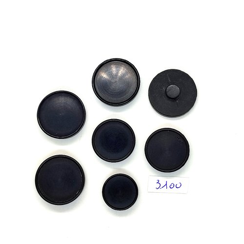 7 boutons en résine noir - 24mm - 22mm et 17/18mm - tr3100