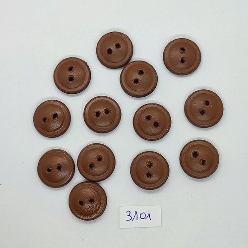 13 boutons en cuir noir - 20mm - tr3101