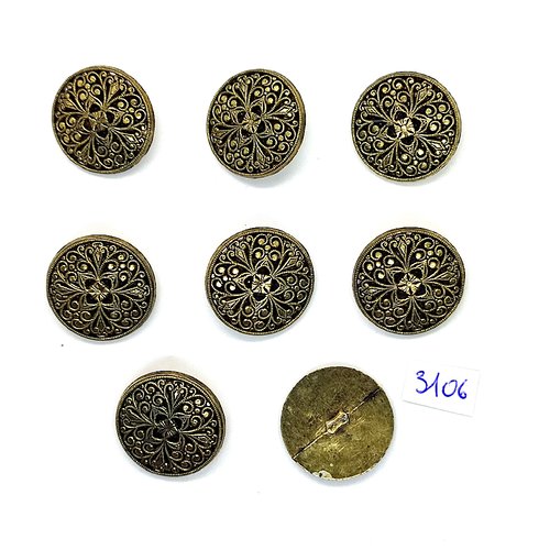 8 boutons en résine doré - 22mm - tr3106